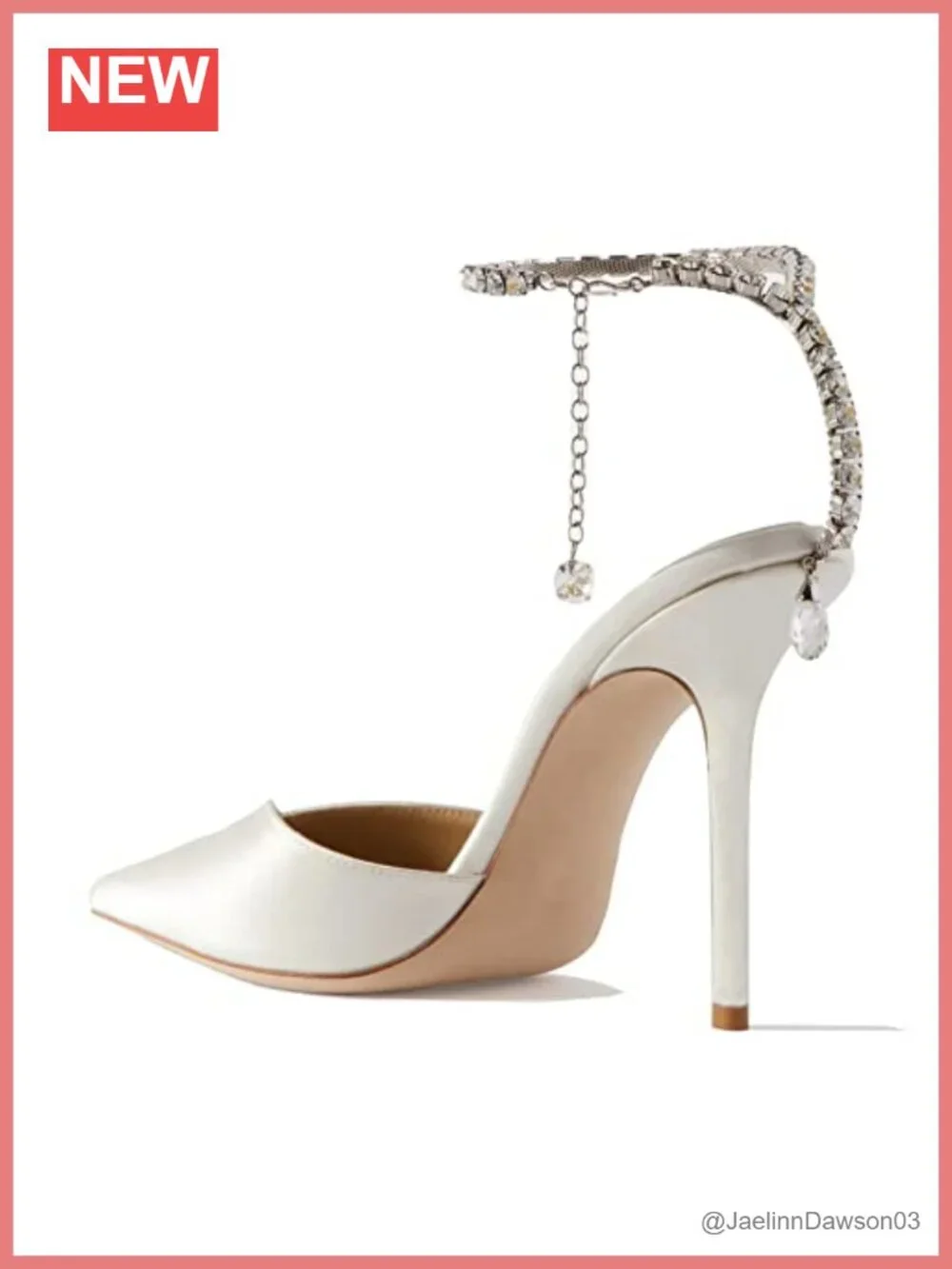 LauraVicci Crystal Chain Rhinestone High Heel Stiletto Sandals Women's Satin